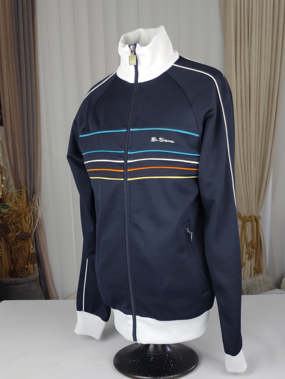 Ben Sherman Men's Striped Track Jacket in Black & White